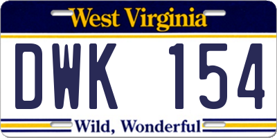 WV license plate DWK154