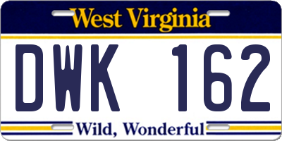 WV license plate DWK162