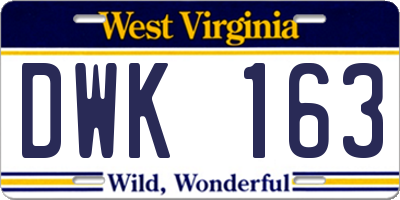 WV license plate DWK163