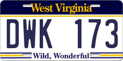 WV license plate DWK173