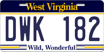 WV license plate DWK182