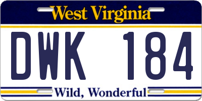 WV license plate DWK184