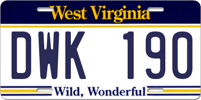 WV license plate DWK190