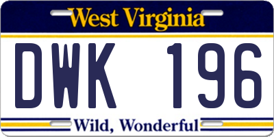 WV license plate DWK196