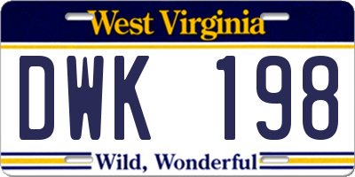 WV license plate DWK198