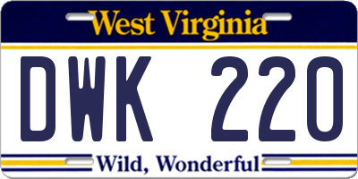 WV license plate DWK220