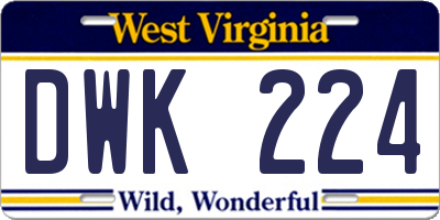 WV license plate DWK224
