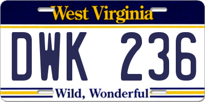WV license plate DWK236