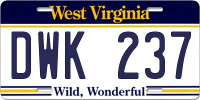 WV license plate DWK237