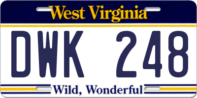 WV license plate DWK248