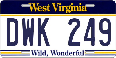 WV license plate DWK249