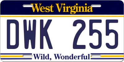 WV license plate DWK255