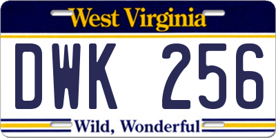 WV license plate DWK256
