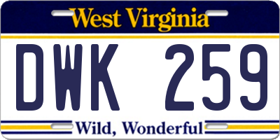 WV license plate DWK259