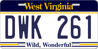 WV license plate DWK261