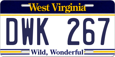 WV license plate DWK267