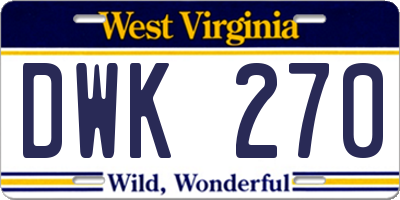 WV license plate DWK270