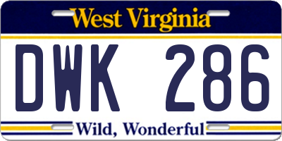 WV license plate DWK286