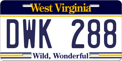 WV license plate DWK288