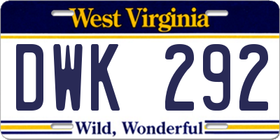 WV license plate DWK292