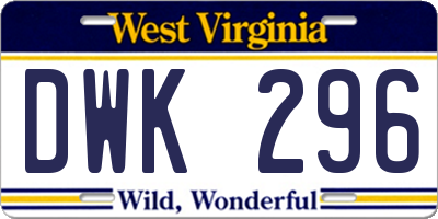 WV license plate DWK296