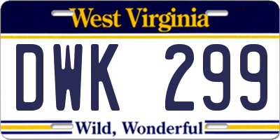 WV license plate DWK299