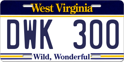 WV license plate DWK300