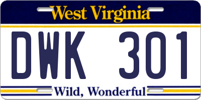 WV license plate DWK301