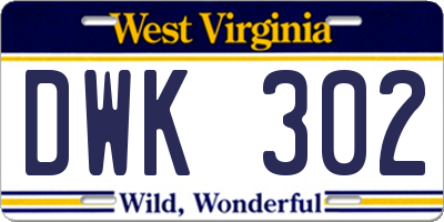 WV license plate DWK302