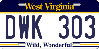 WV license plate DWK303