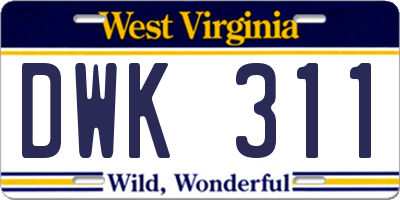 WV license plate DWK311