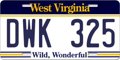 WV license plate DWK325