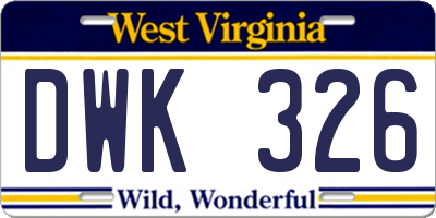 WV license plate DWK326
