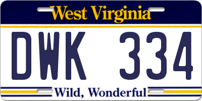 WV license plate DWK334