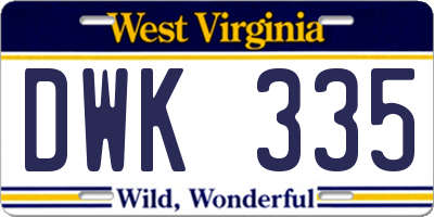 WV license plate DWK335
