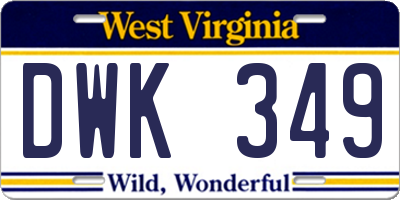 WV license plate DWK349