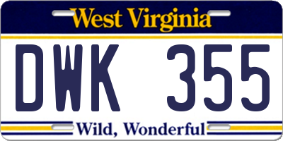 WV license plate DWK355