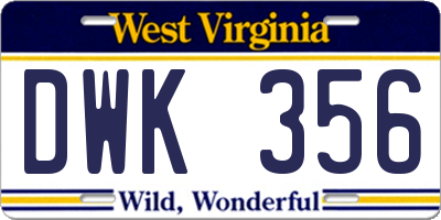 WV license plate DWK356