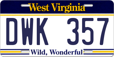 WV license plate DWK357