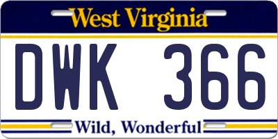 WV license plate DWK366