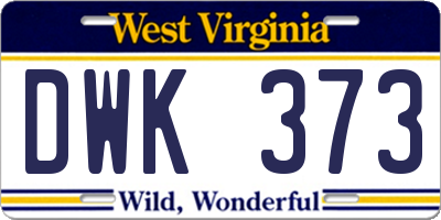 WV license plate DWK373