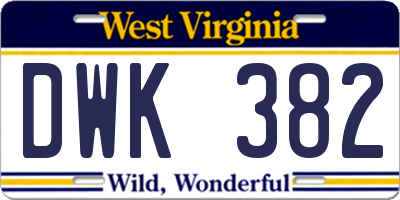WV license plate DWK382