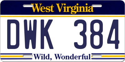 WV license plate DWK384
