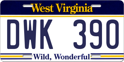 WV license plate DWK390