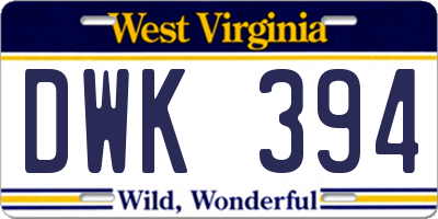 WV license plate DWK394