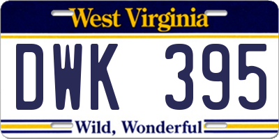 WV license plate DWK395