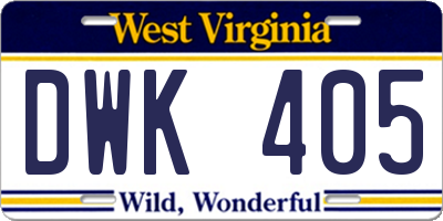 WV license plate DWK405