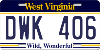 WV license plate DWK406