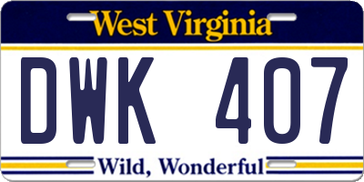 WV license plate DWK407