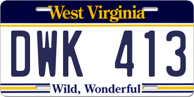 WV license plate DWK413
